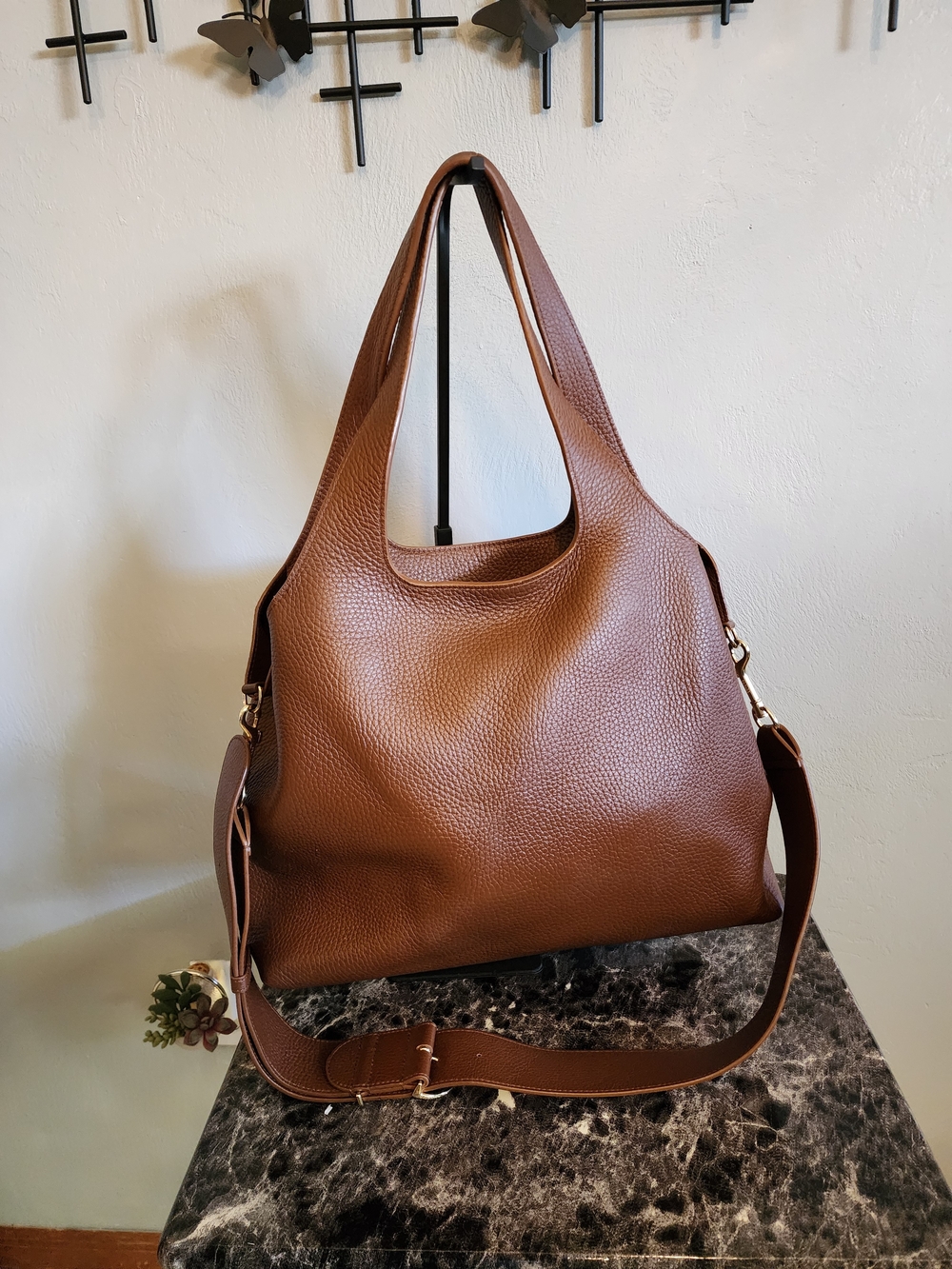 Cuyana 16 Inch System Tote Bag In Dark Chestnut With Adjustable Strap